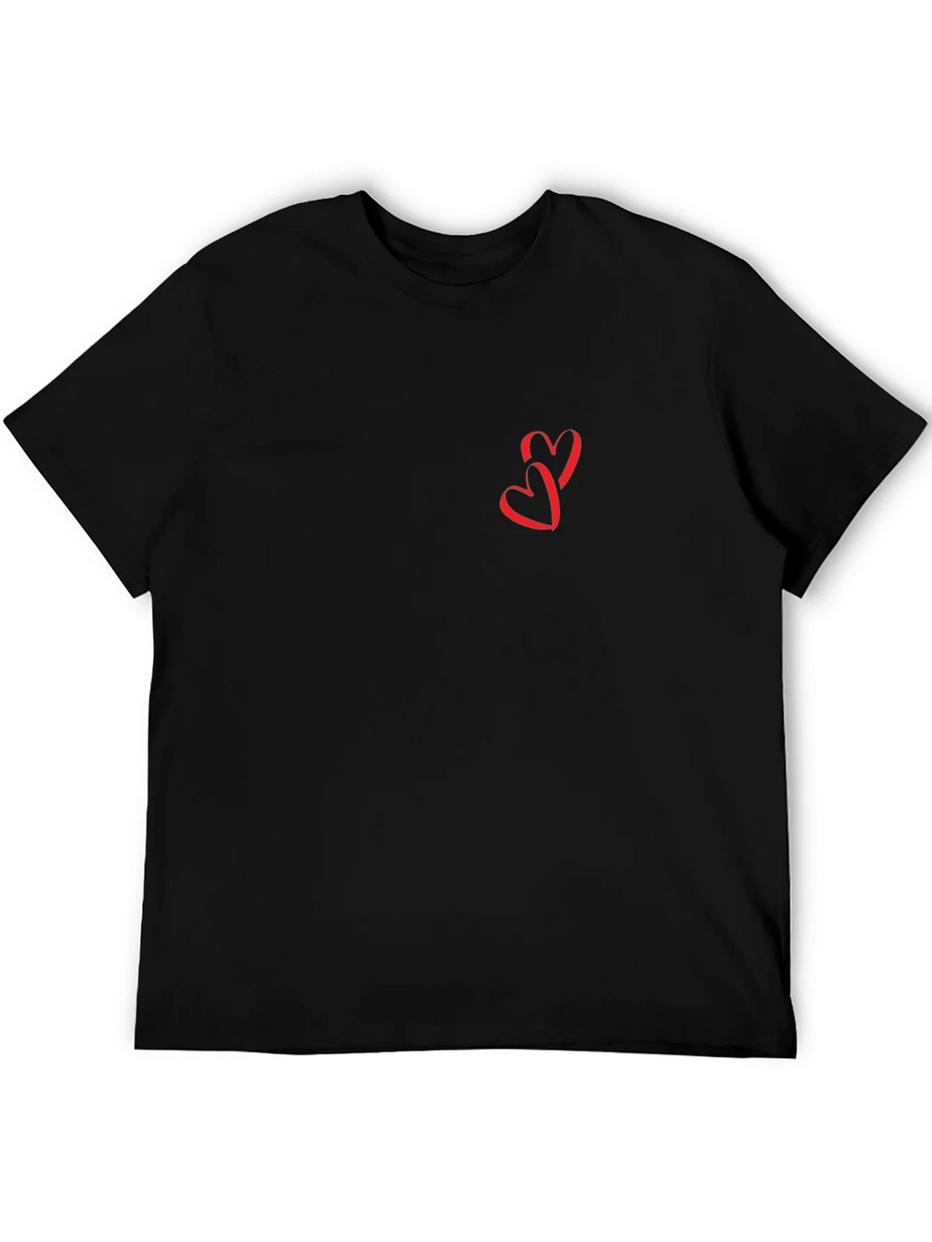 Mens Black T-Shirt with Red Heart Graphic product image 5