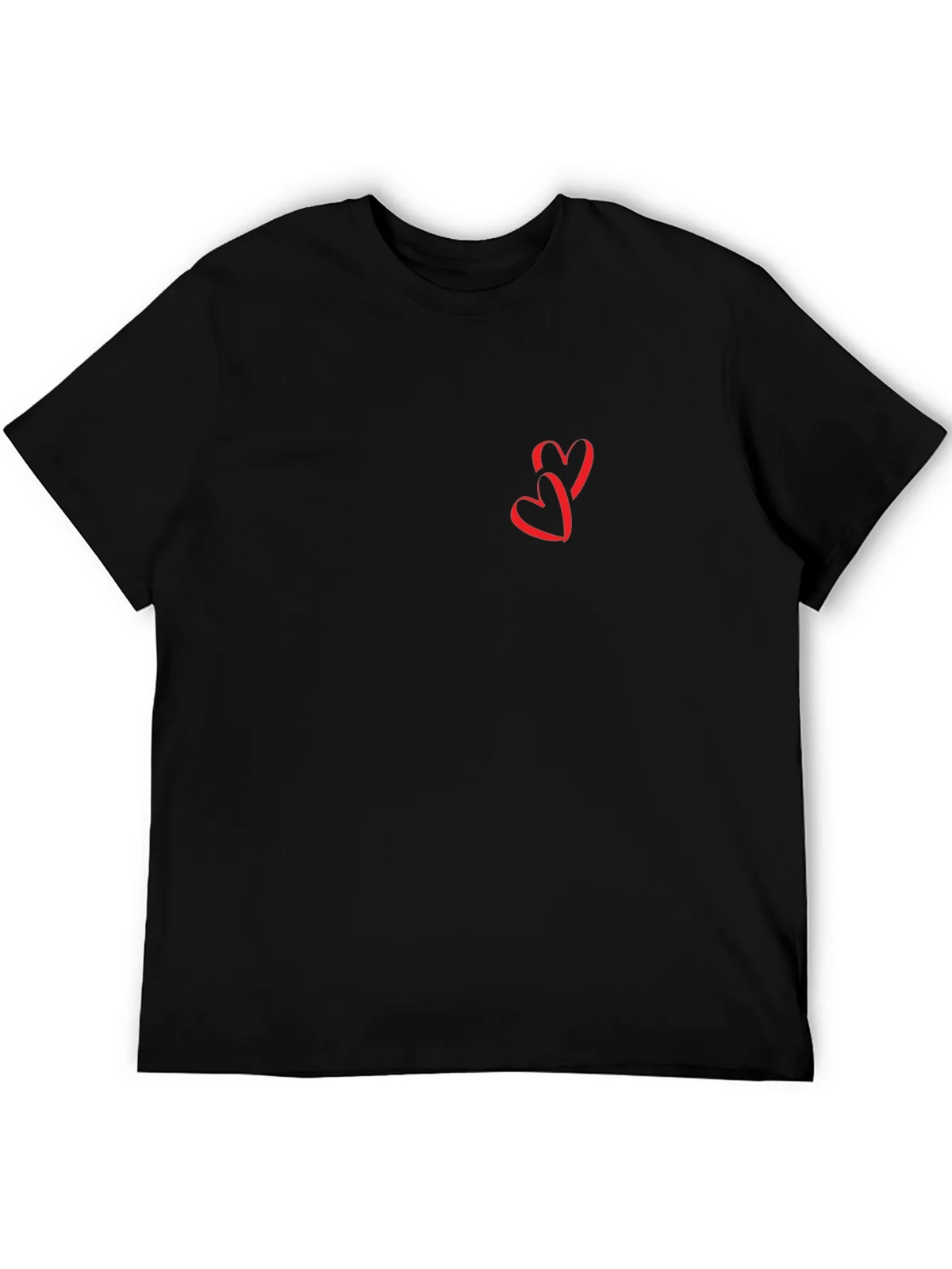 Mens Black T-Shirt with Red Heart Graphic product image 5