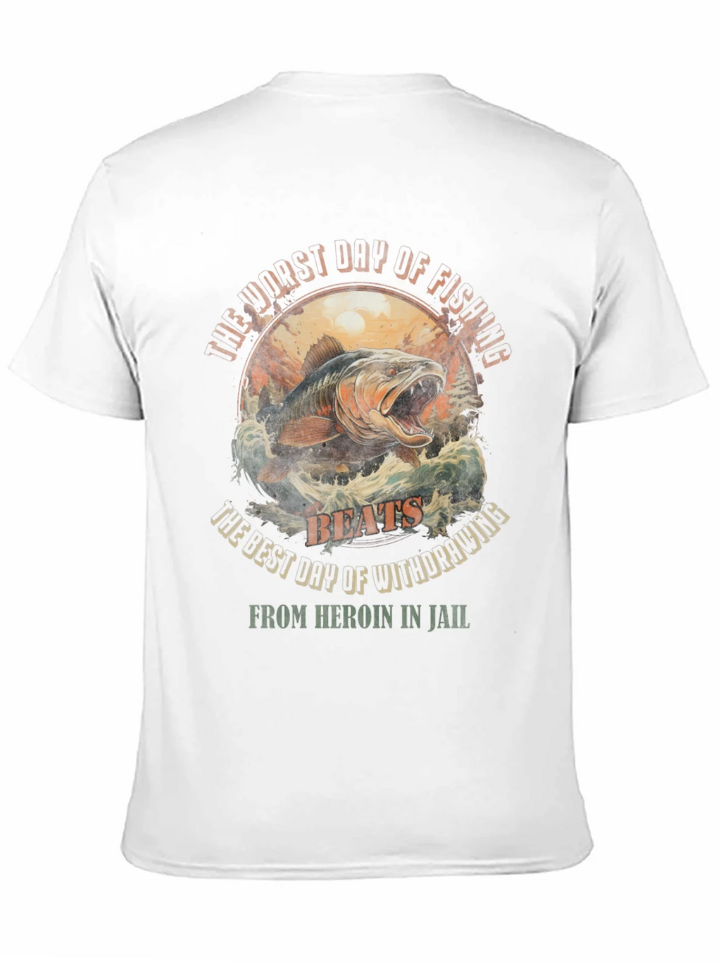 Fishing vs. Heroin Black Graphic Tee product image 8