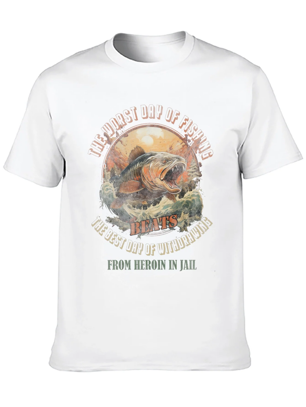 Fishing vs. Heroin Black Graphic Tee product image 7