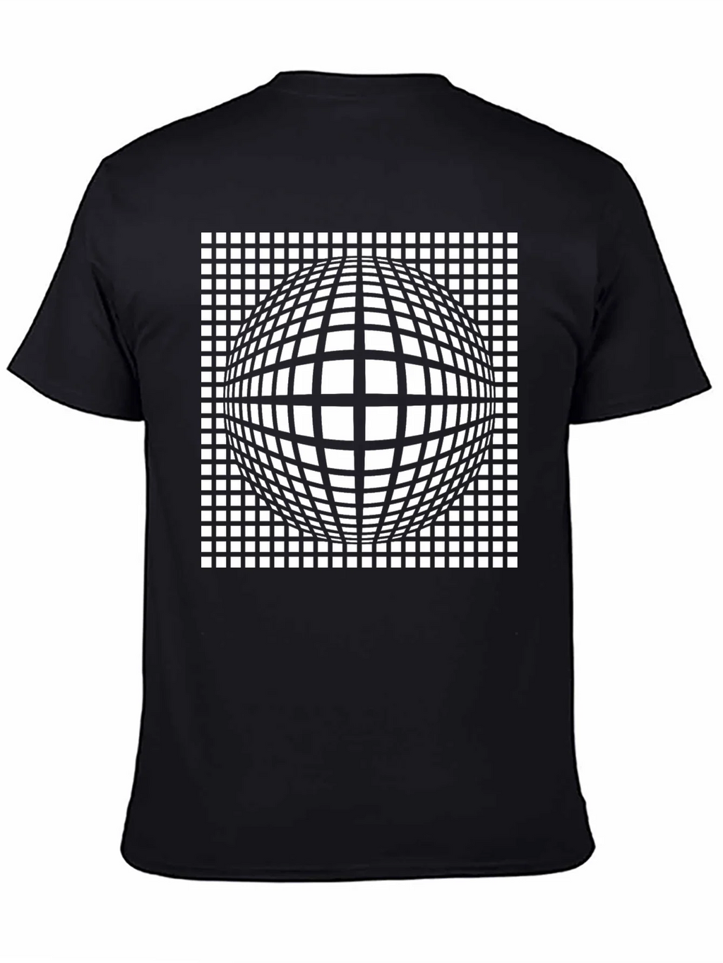 Optical Illusion Grid Sphere Black T-Shirt product image 4