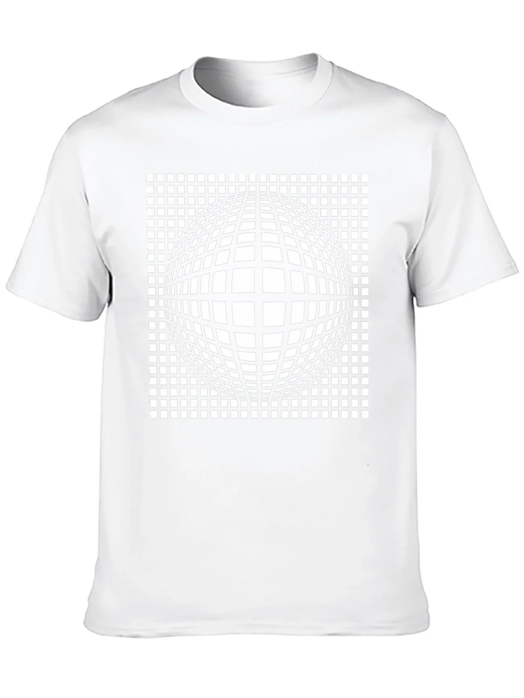 Optical Illusion Grid Sphere Black T-Shirt product image 9
