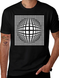 Optical Illusion Grid Sphere Black T-Shirt product image 1
