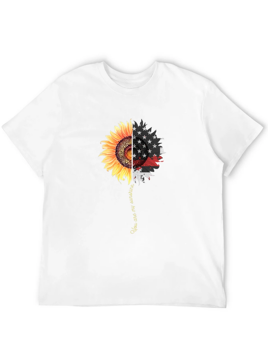 Sunflower American Flag Graphic Print Mens Black T-Shirt product image 11
