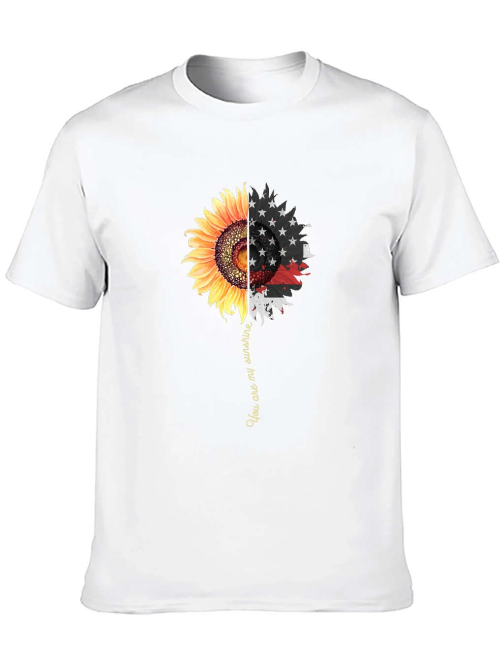 Sunflower American Flag Graphic Print Mens Black T-Shirt product image 9