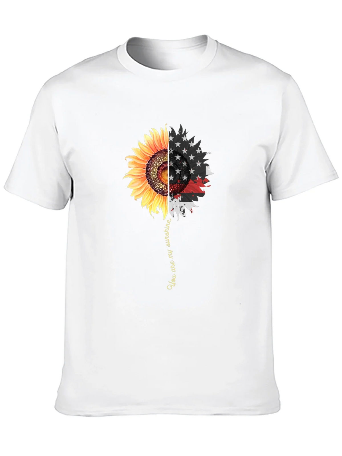 Sunflower American Flag Graphic Print Mens Black T-Shirt product image 9