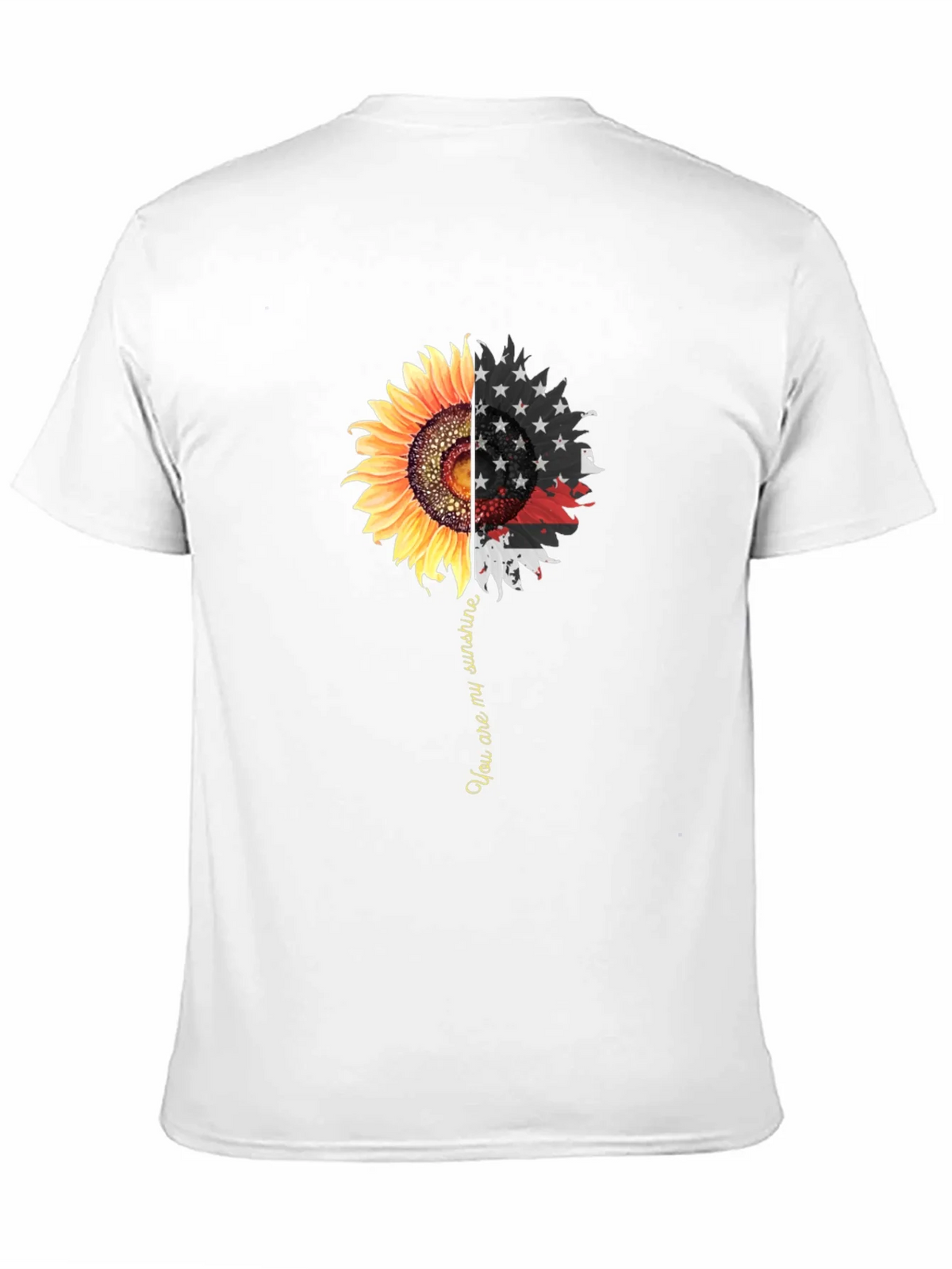 Sunflower American Flag Graphic Print Mens Black T-Shirt product image 10