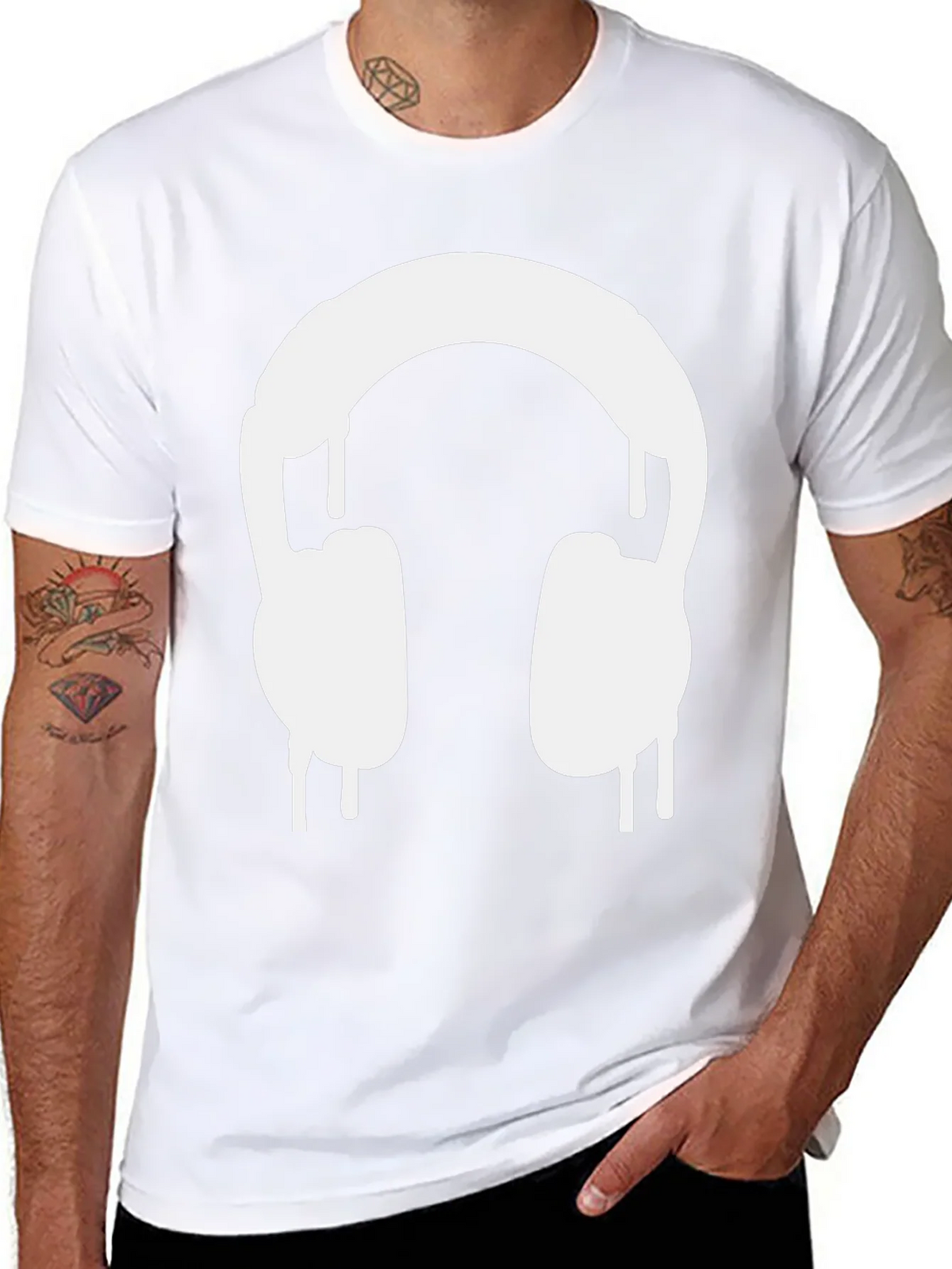 Cool Black Tee with Dripping Headphones Design product image 5