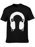 Cool Black Tee with Dripping Headphones Design product image 1