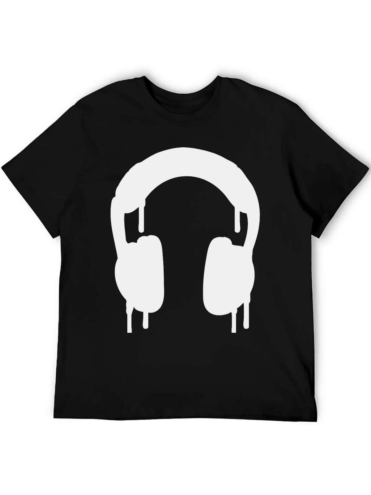 Cool Black Tee with Dripping Headphones Design product image 3