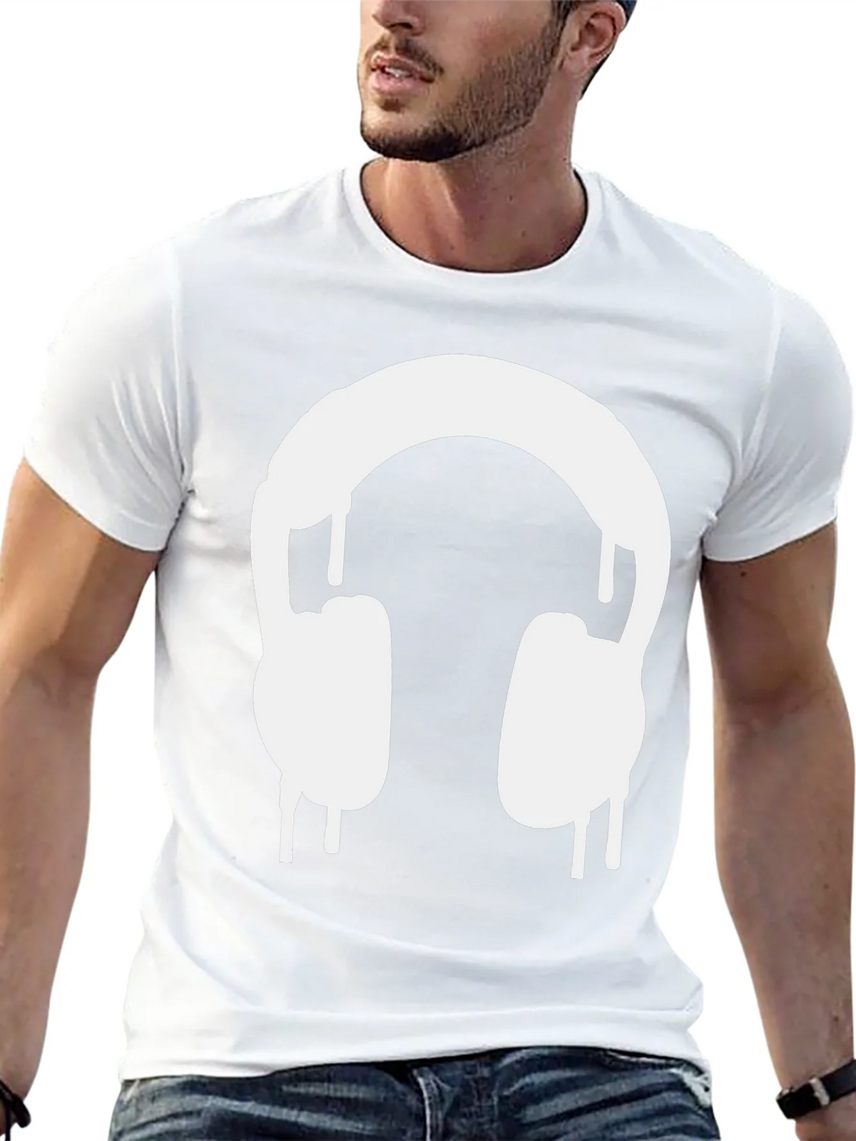 Cool Black Tee with Dripping Headphones Design product image 10