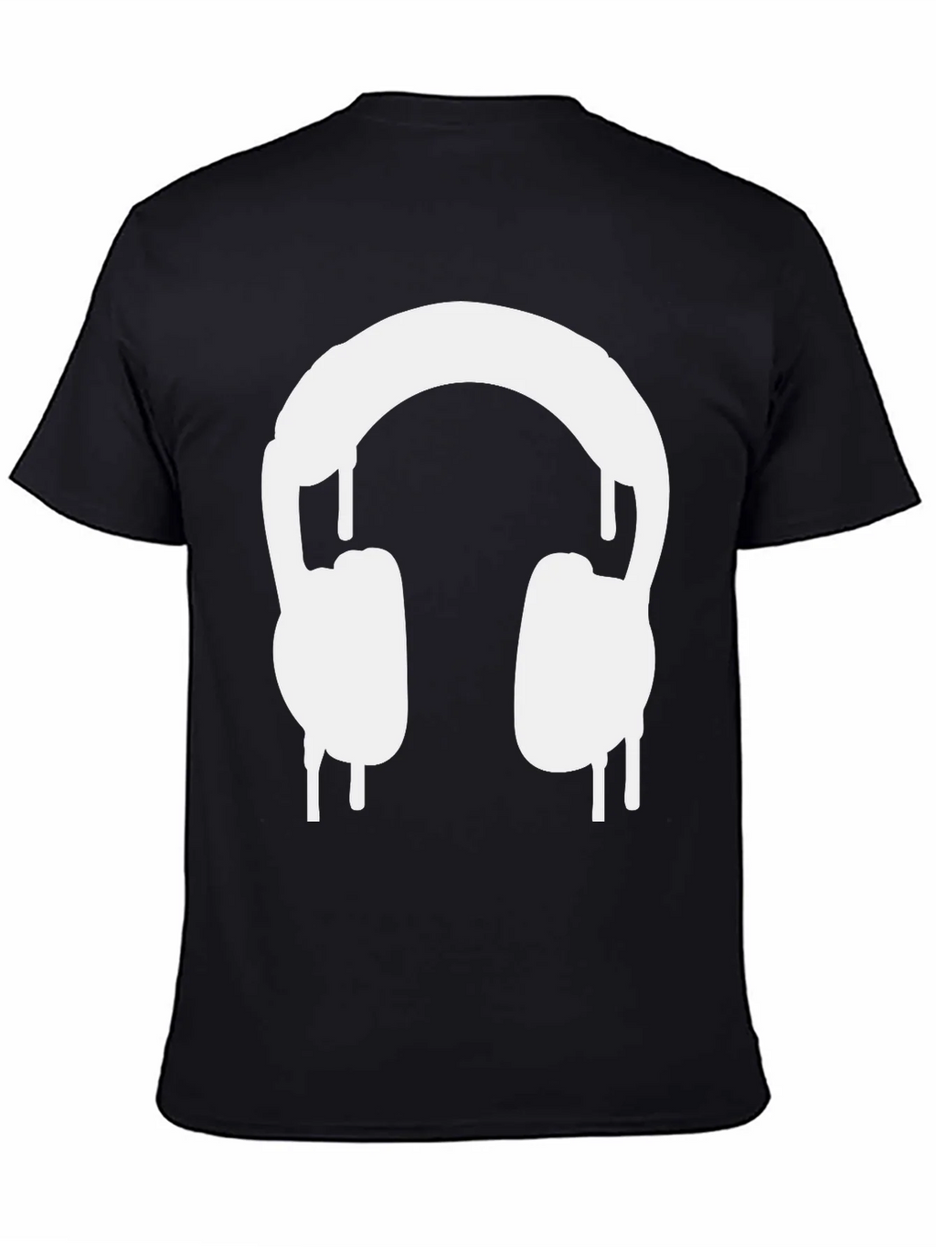 Cool Black Tee with Dripping Headphones Design product image 2