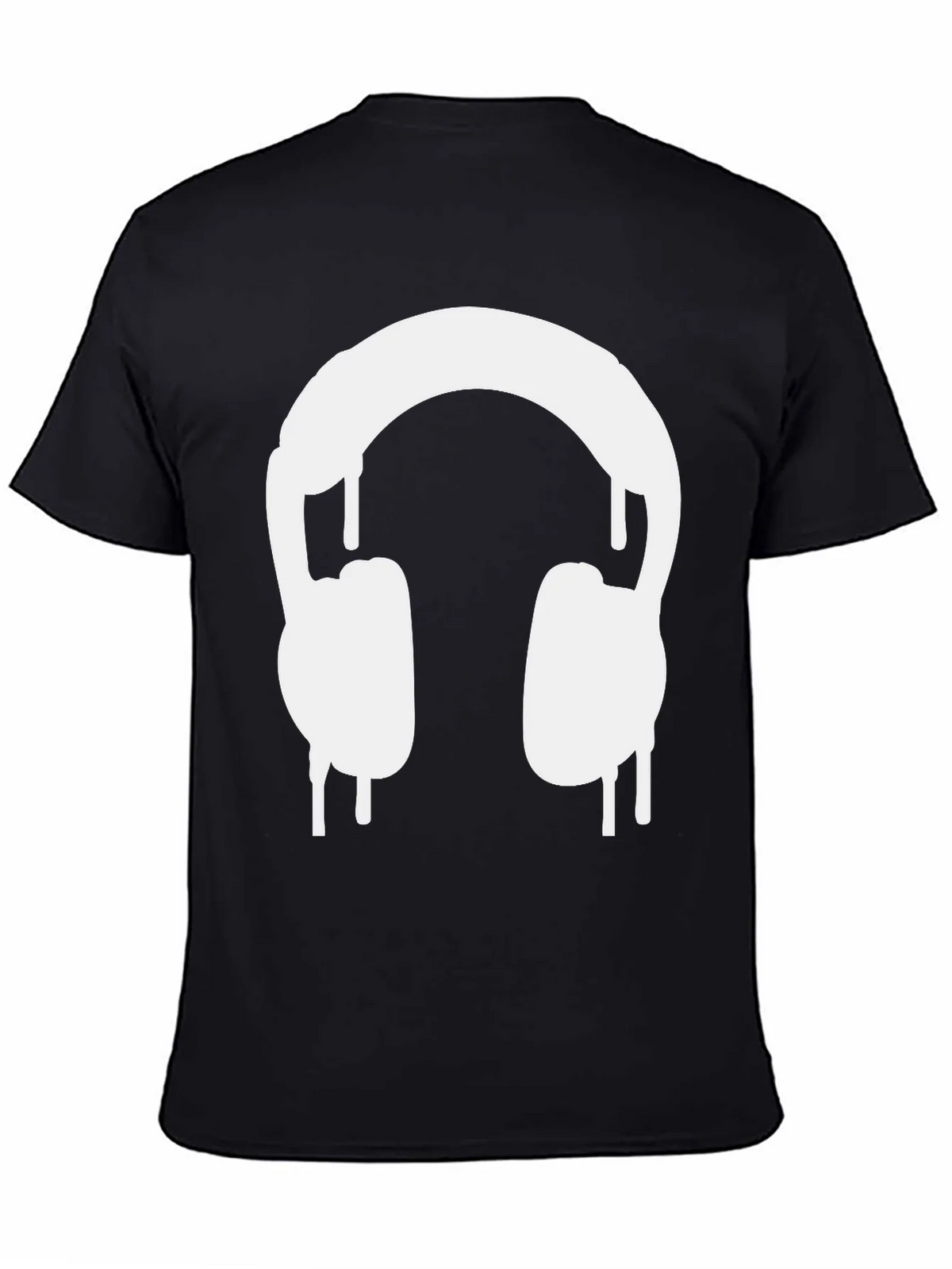 Cool Black Tee with Dripping Headphones Design product image 2