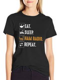 Eat Sleep Ham Radio Repeat T-Shirt - Black product image 1