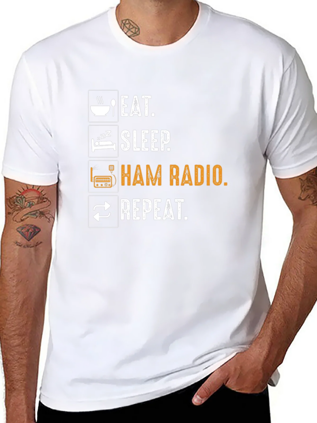 Eat Sleep Ham Radio Repeat T-Shirt - Black product image 3