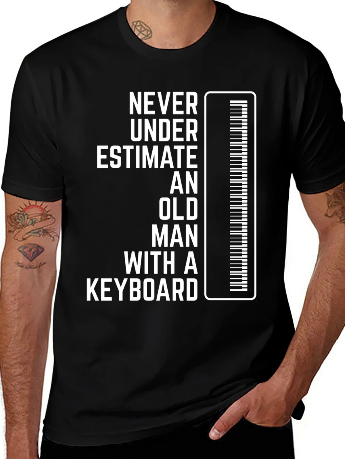 Never Underestimate Keyboard Old Man T-Shirt product image 1