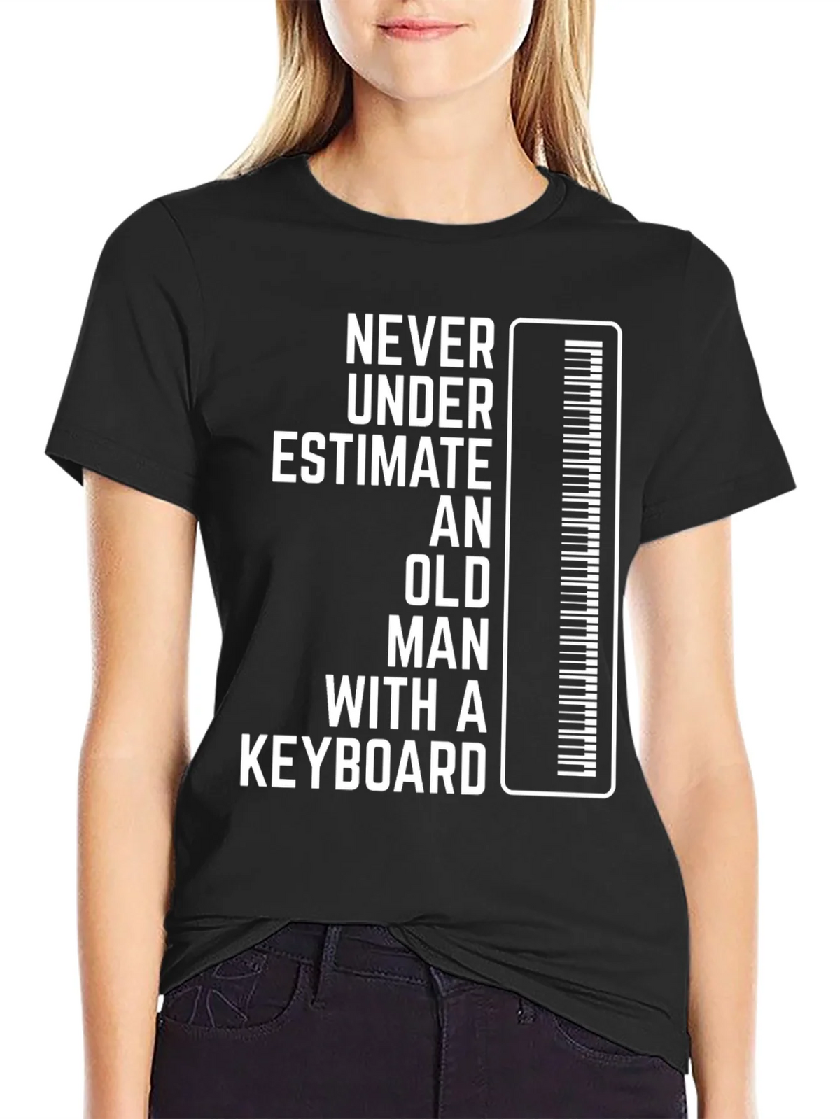 Never Underestimate Keyboard Old Man T-Shirt product image 2