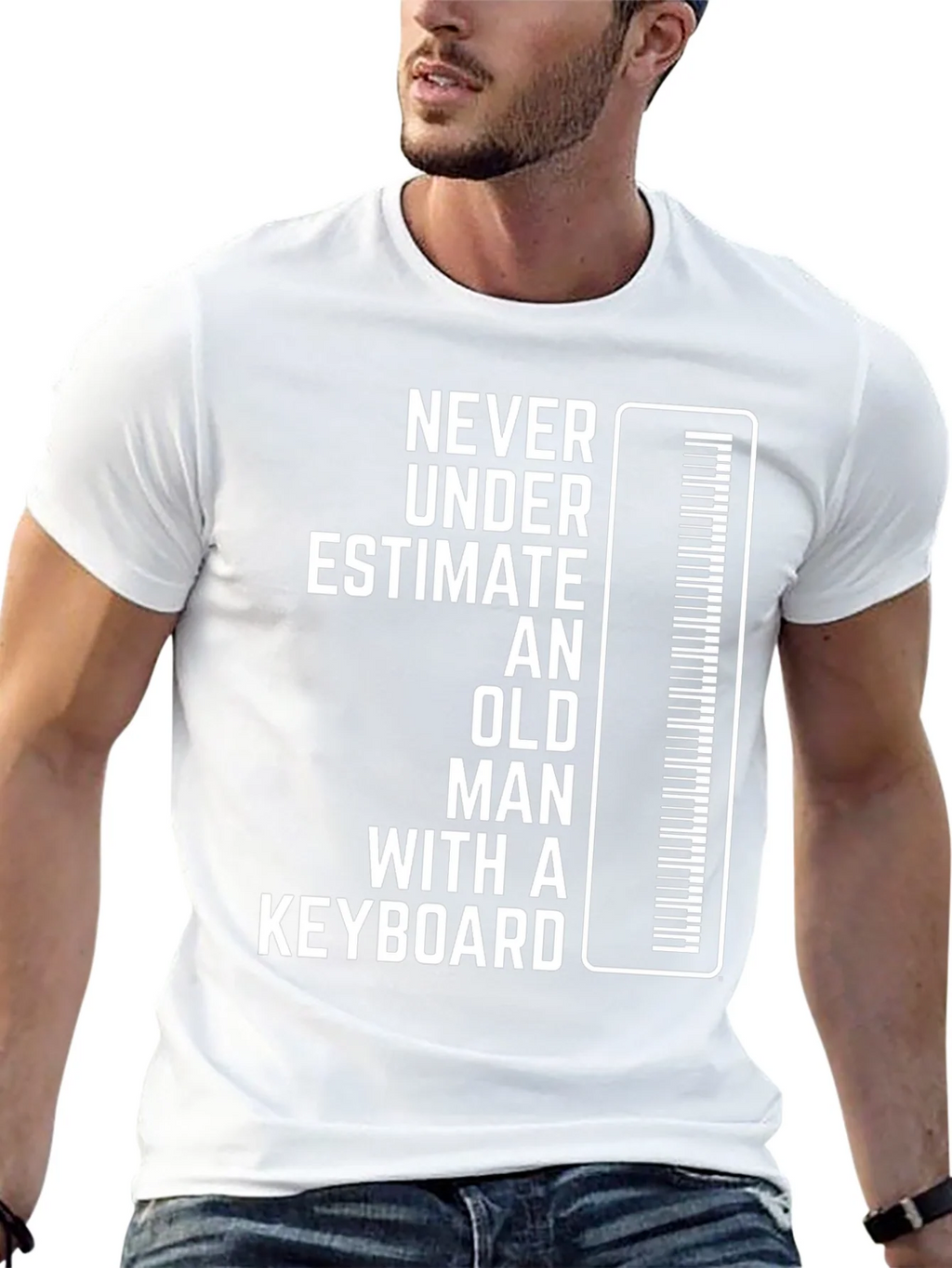 Never Underestimate Keyboard Old Man T-Shirt product image 11