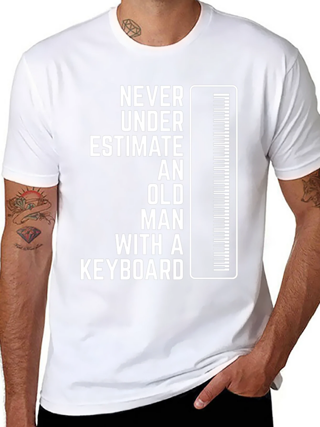 Never Underestimate Keyboard Old Man T-Shirt product image 6