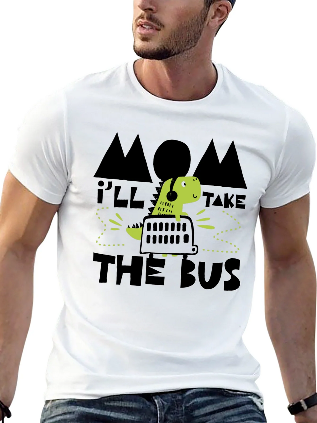Mom Ill Take the Bus Funny Dinosaur T-Shirt product image 4