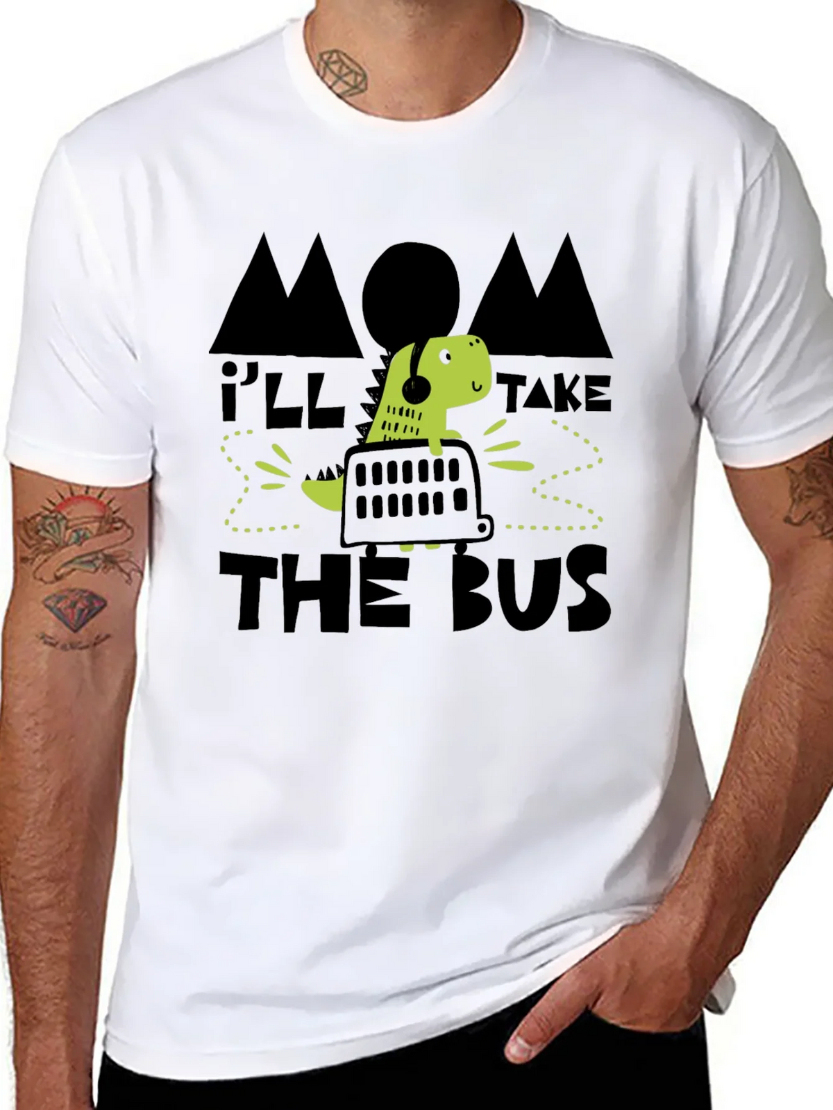 Mom Ill Take the Bus Funny Dinosaur T-Shirt product image 2