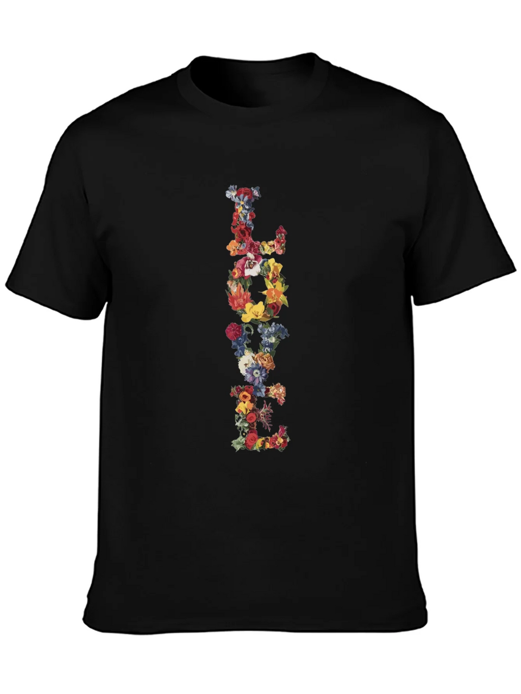 Floral LOVE Black T-Shirt Graphic Tee product image 3