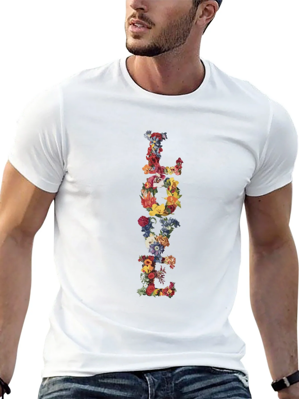 Floral LOVE Black T-Shirt Graphic Tee product image 12