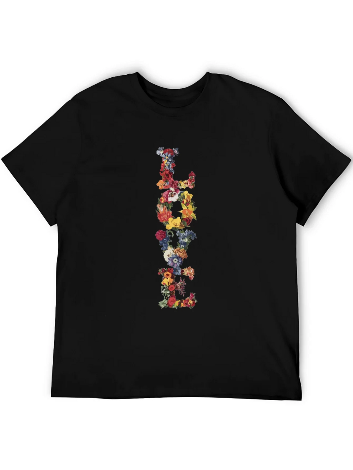 Floral LOVE Black T-Shirt Graphic Tee product image 5