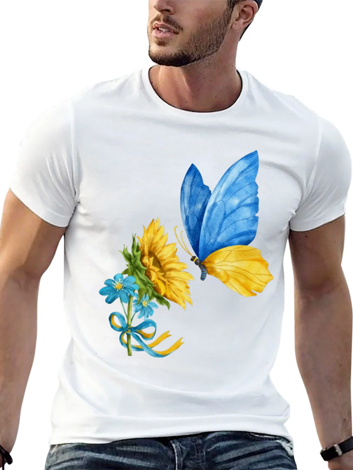 Ukraine Butterfly Sunflower Graphic Tee product image 2