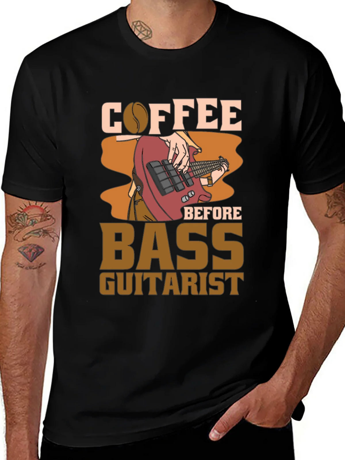 Coffee Before Bass Guitarist Black Tee product image 1