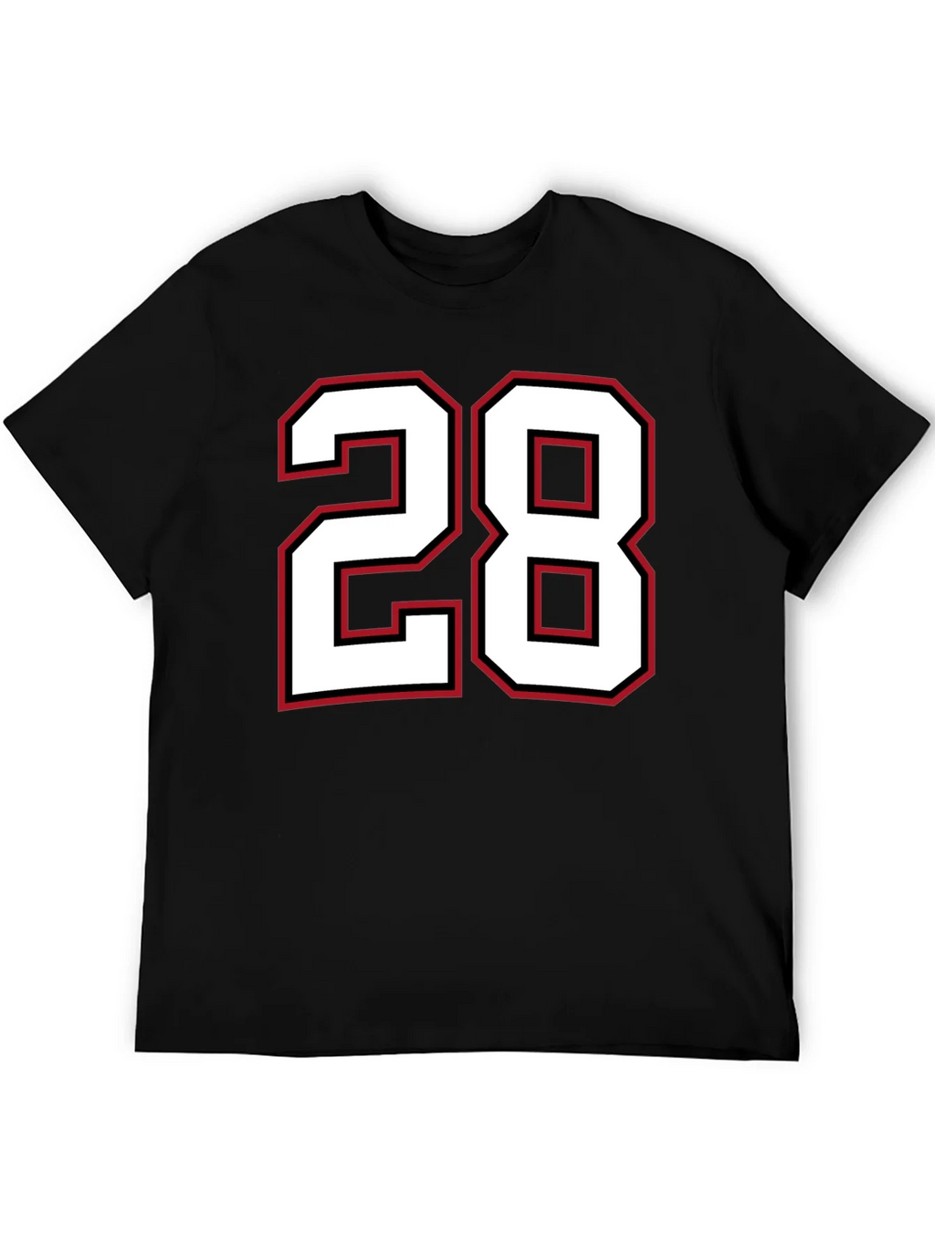 Black T-Shirt with Number 28 Graphic product image 3