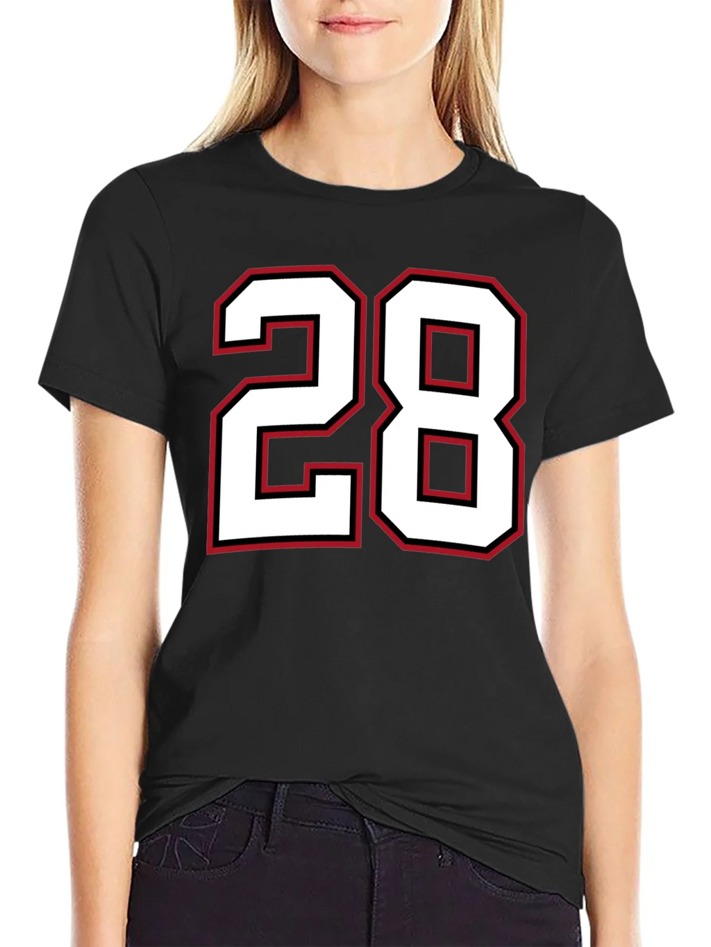 Black T-Shirt with Number 28 Graphic product image 1