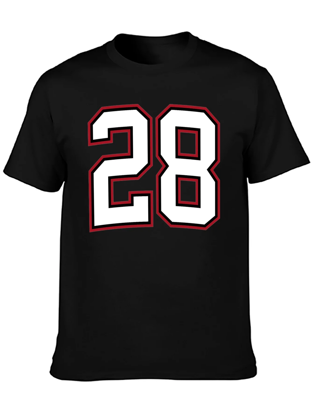 Black T-Shirt with Number 28 Graphic product image 2