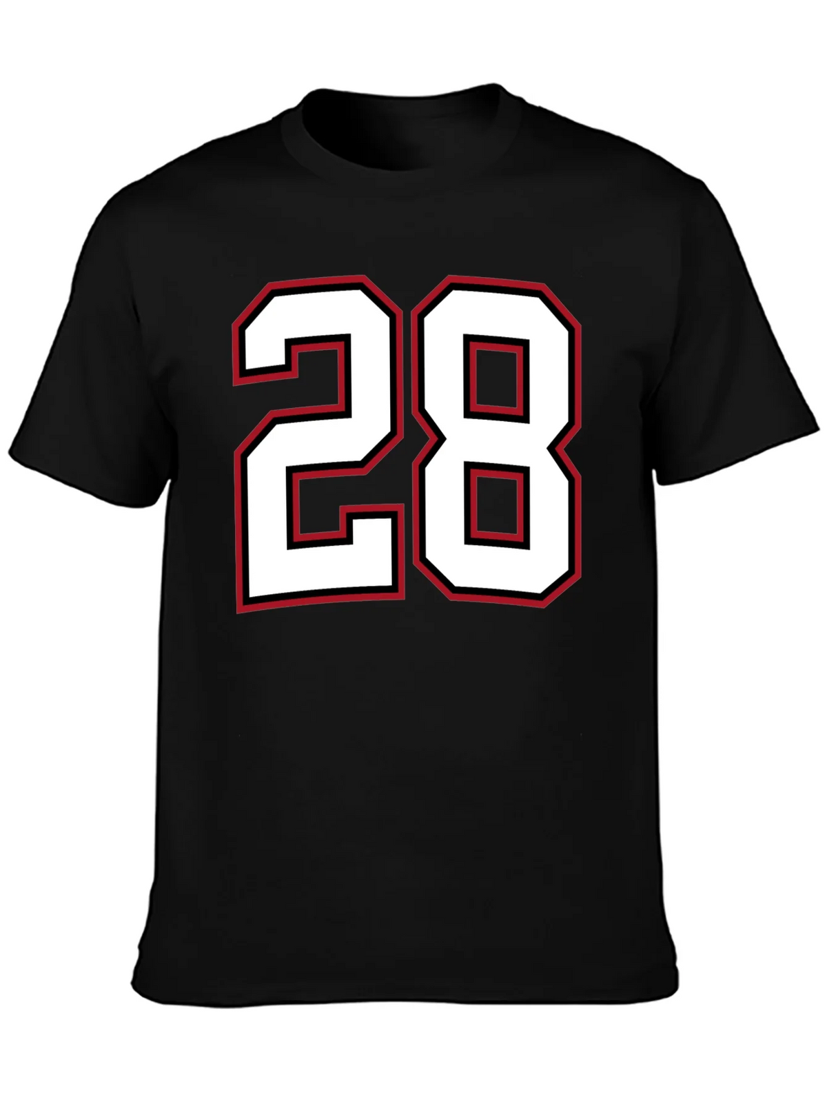 Black T-Shirt with Number 28 Graphic product image 2