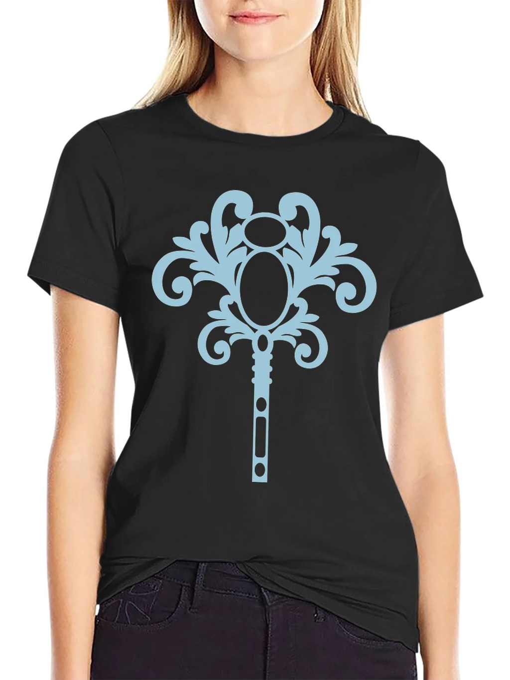Black T-Shirt with Ornamental Key Design product image 2