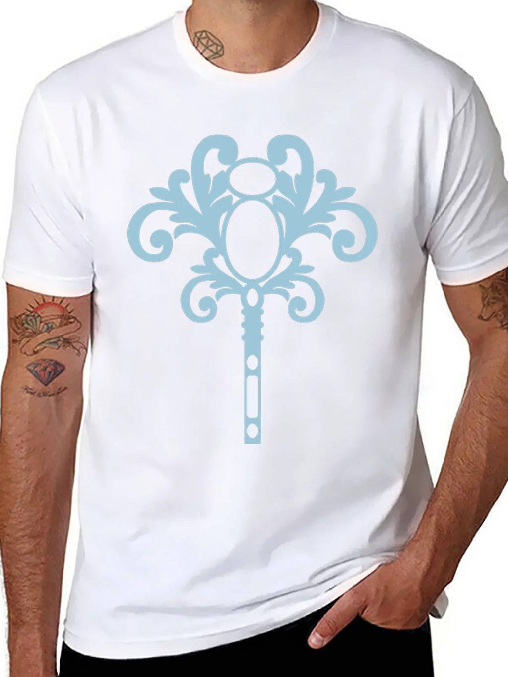 Black T-Shirt with Ornamental Key Design product image 3