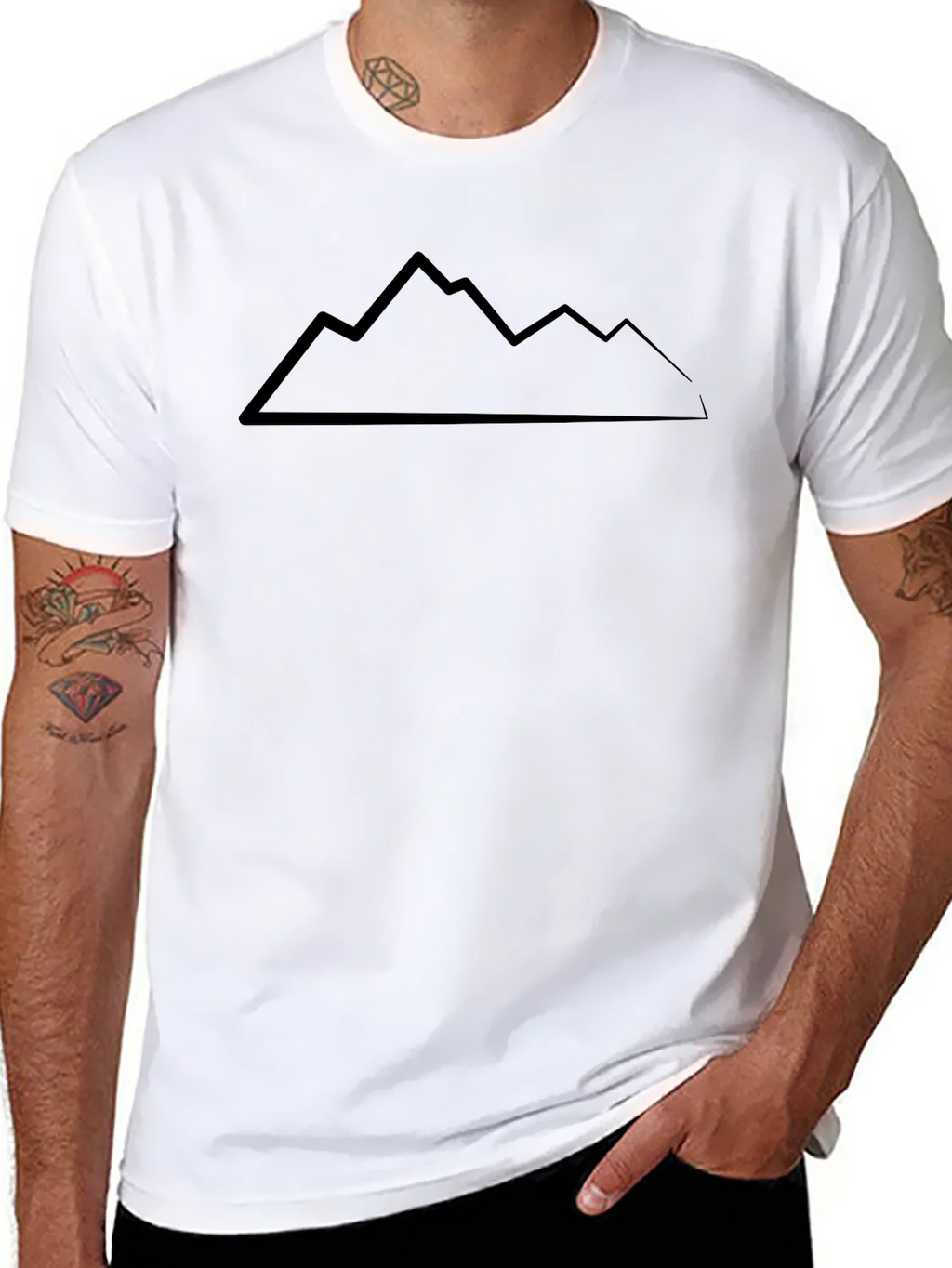 Mountain Peaks Graphic Tee - Black Cotton T-Shirt product image 7