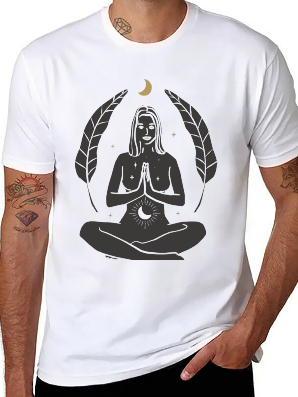 Zen Yoga Goddess Graphic T-Shirt - Black product image 7