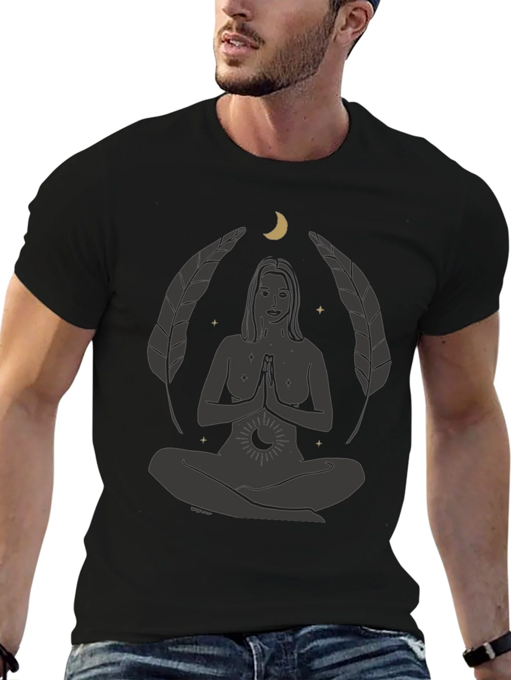 Zen Yoga Goddess Graphic T-Shirt - Black product image 6