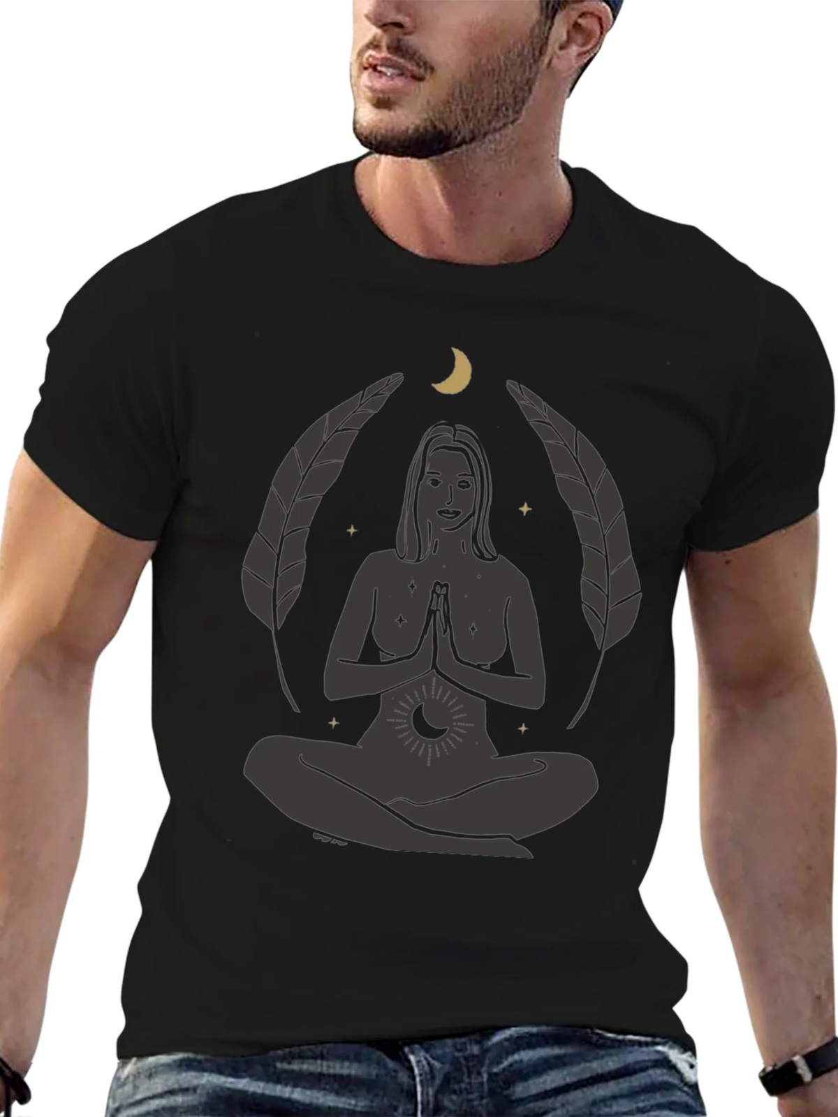 Zen Yoga Goddess Graphic T-Shirt - Black product image 6
