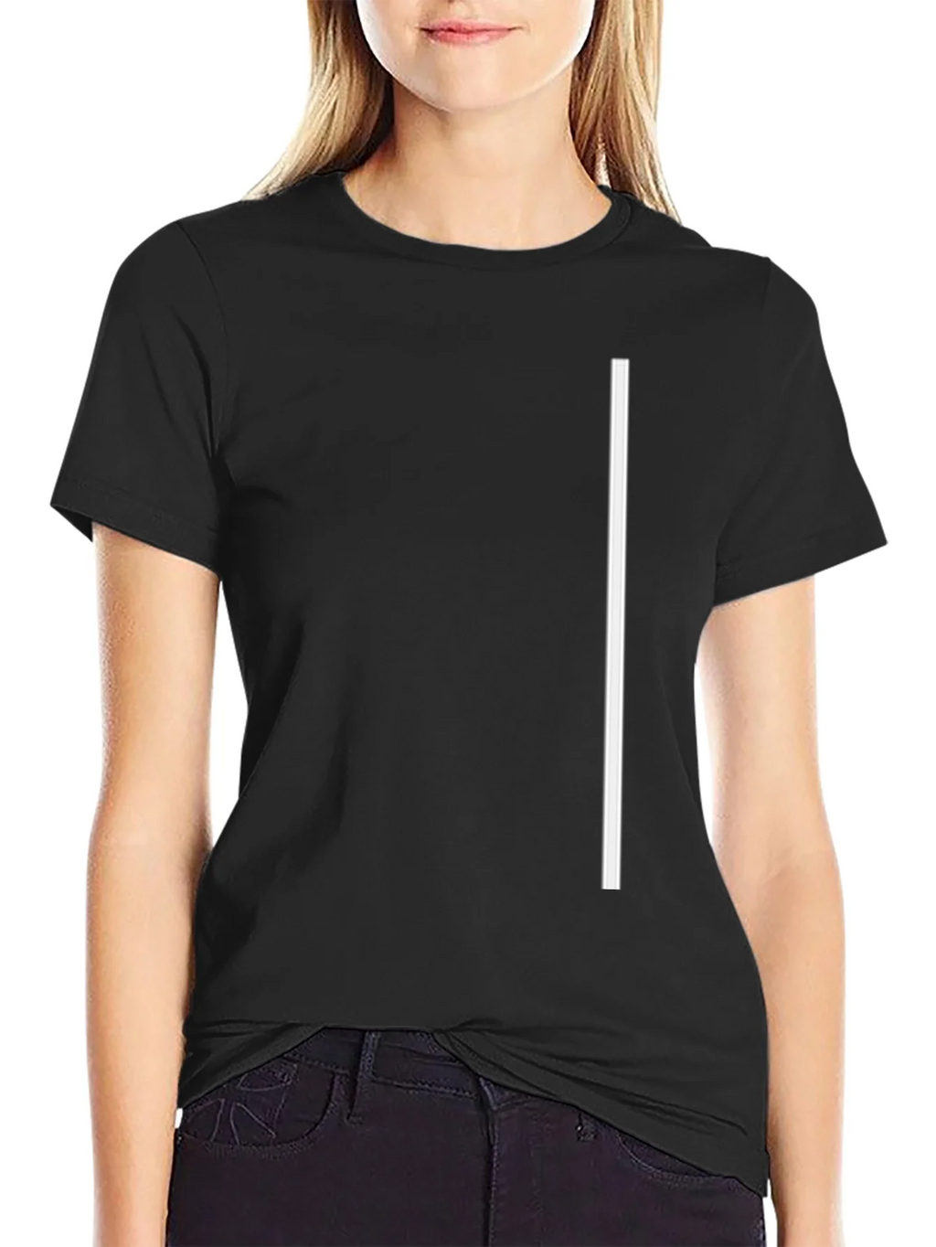 Minimalist Black Tee with White Stripe product image 2