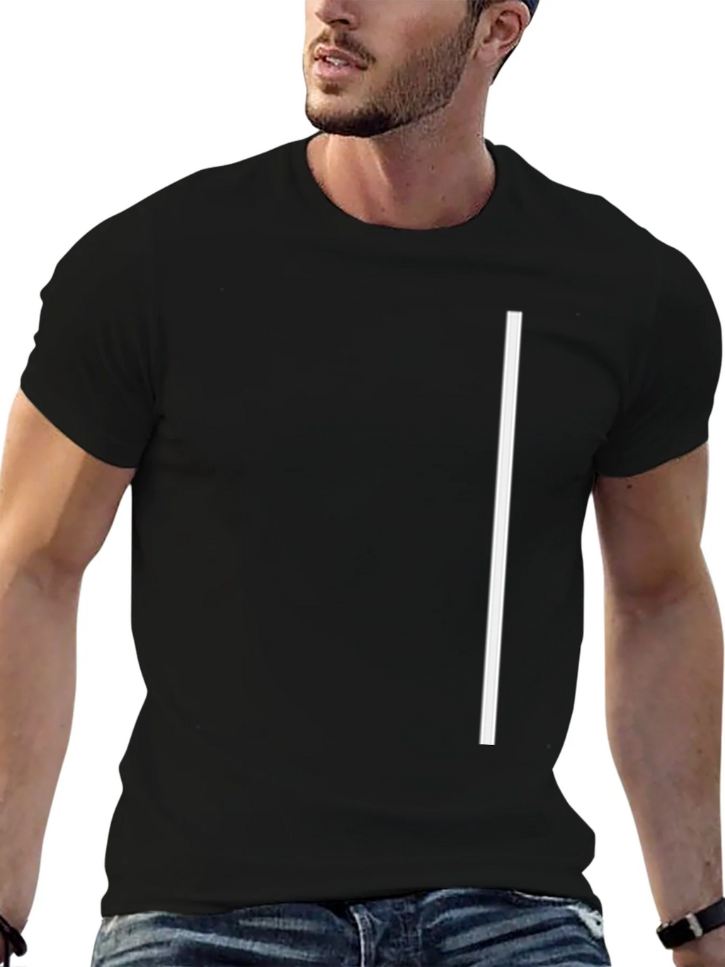 Minimalist Black Tee with White Stripe product image 4