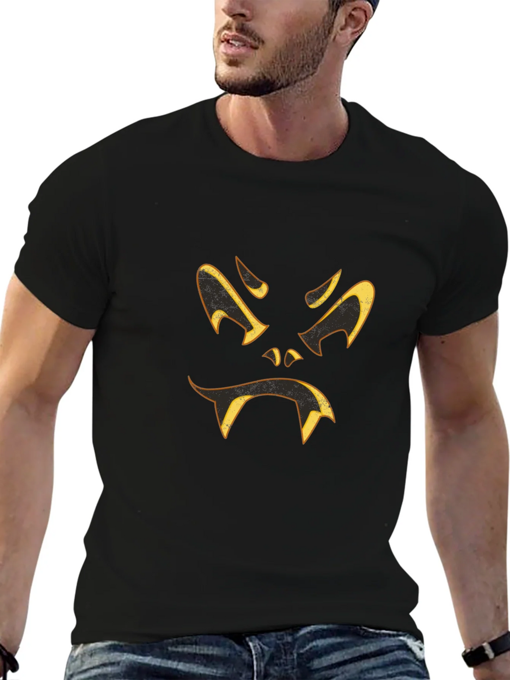 Spooky Halloween Face Black T-Shirt product image 4