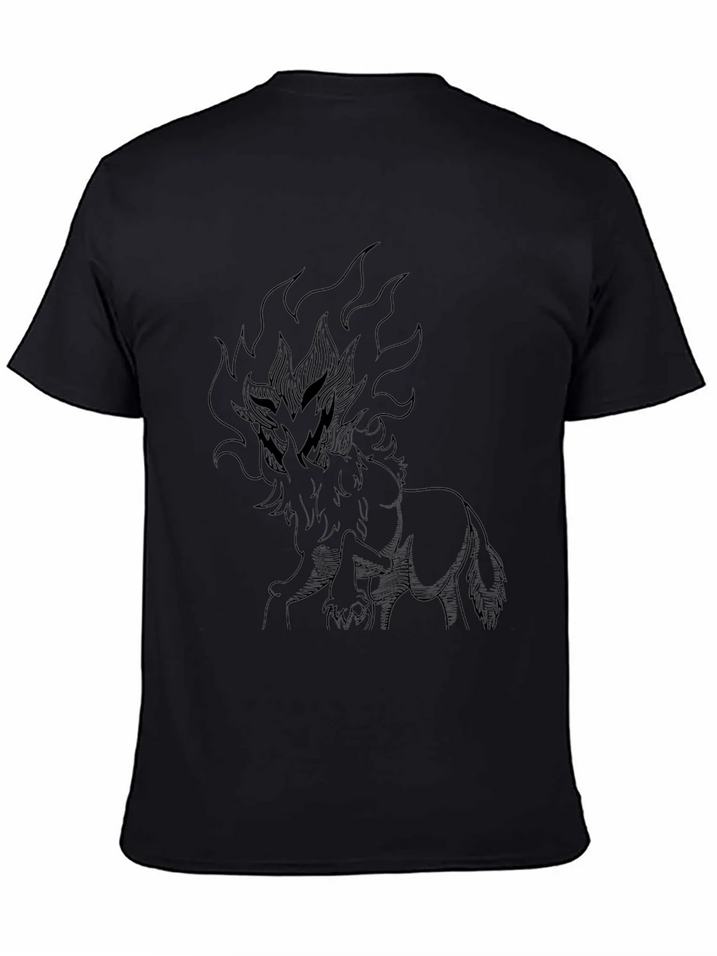 Black T-Shirt with Fiery Wolf Design product image 4