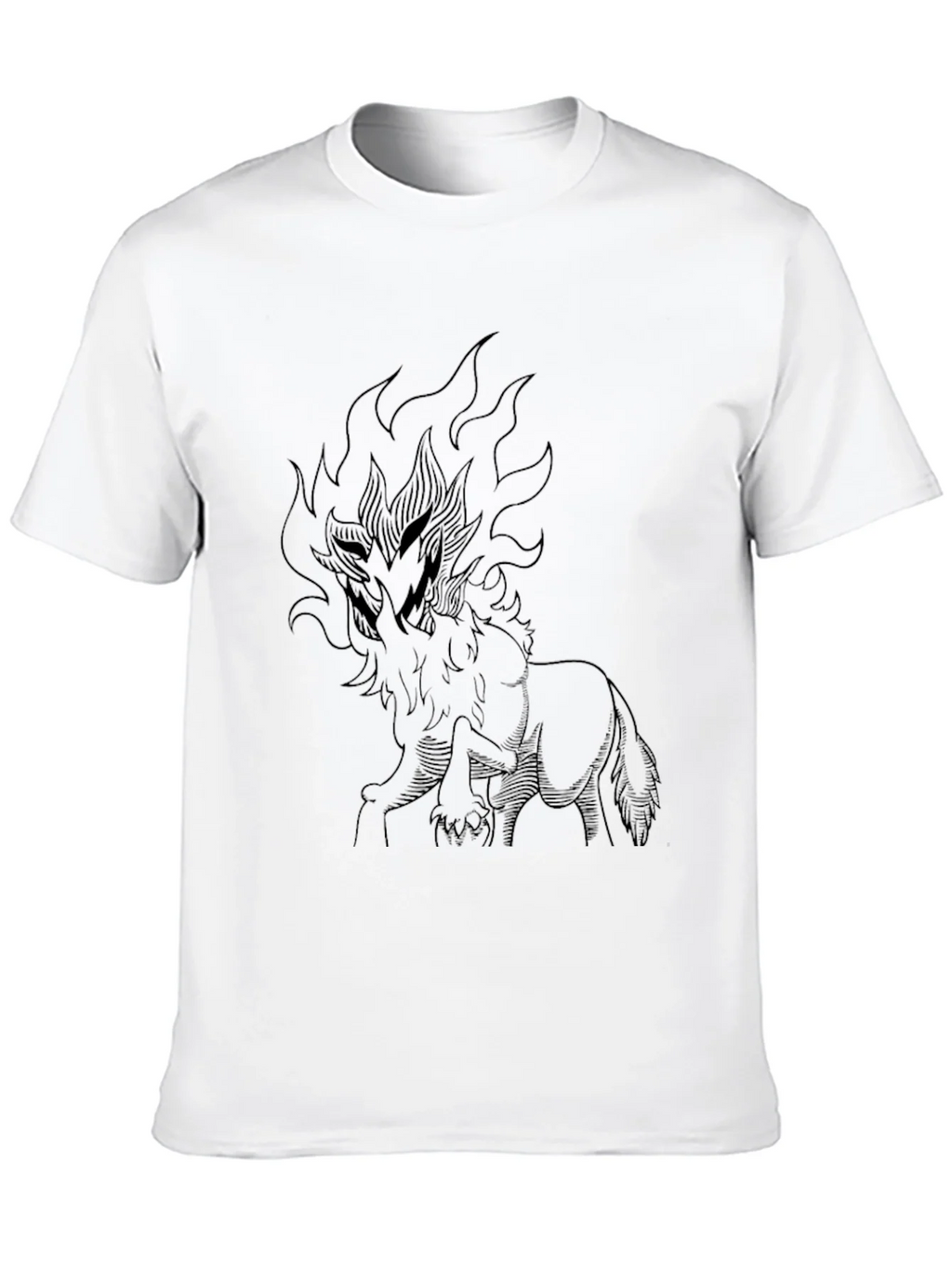 Black T-Shirt with Fiery Wolf Design product image 9