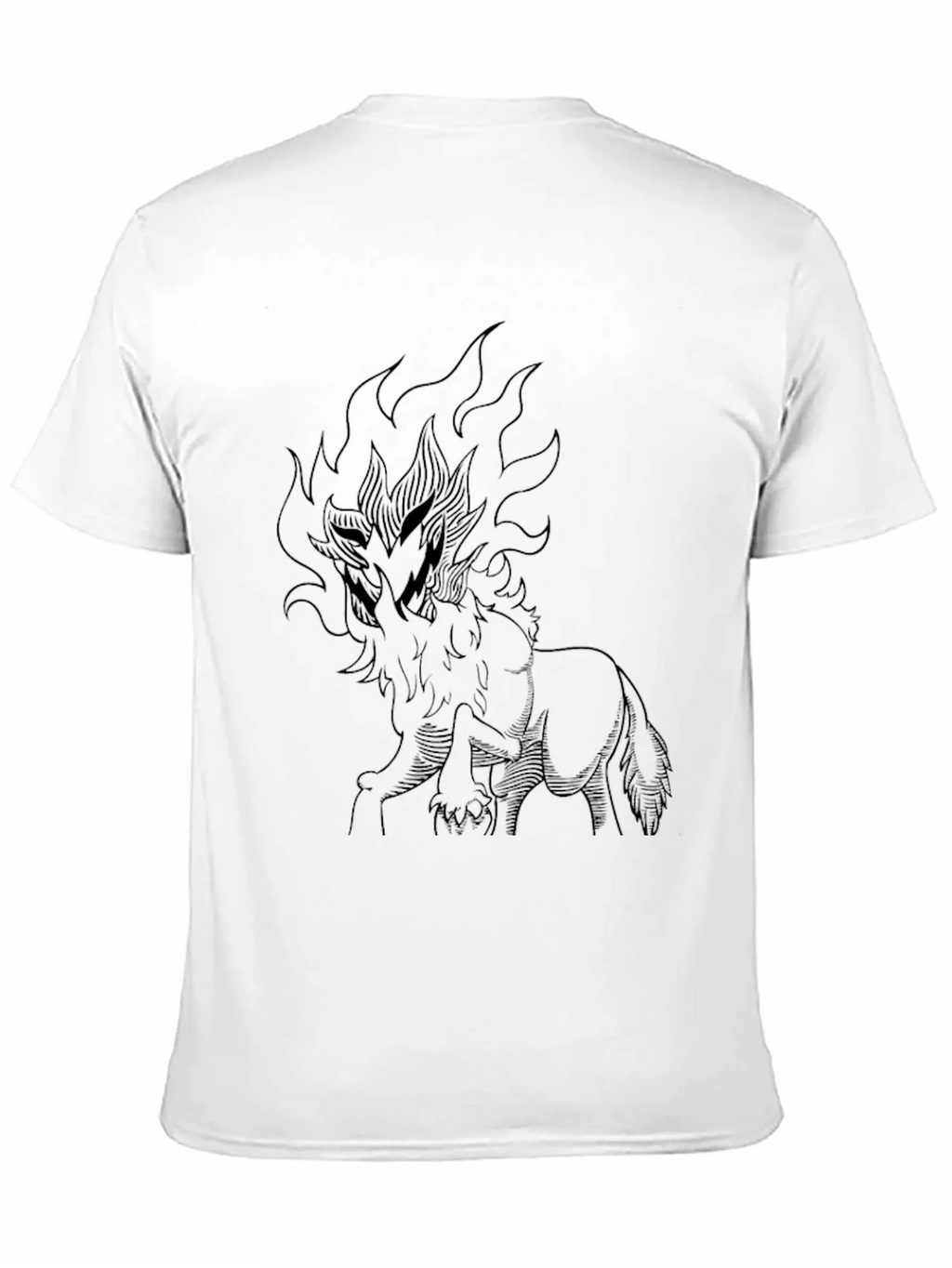 Black T-Shirt with Fiery Wolf Design product image 10