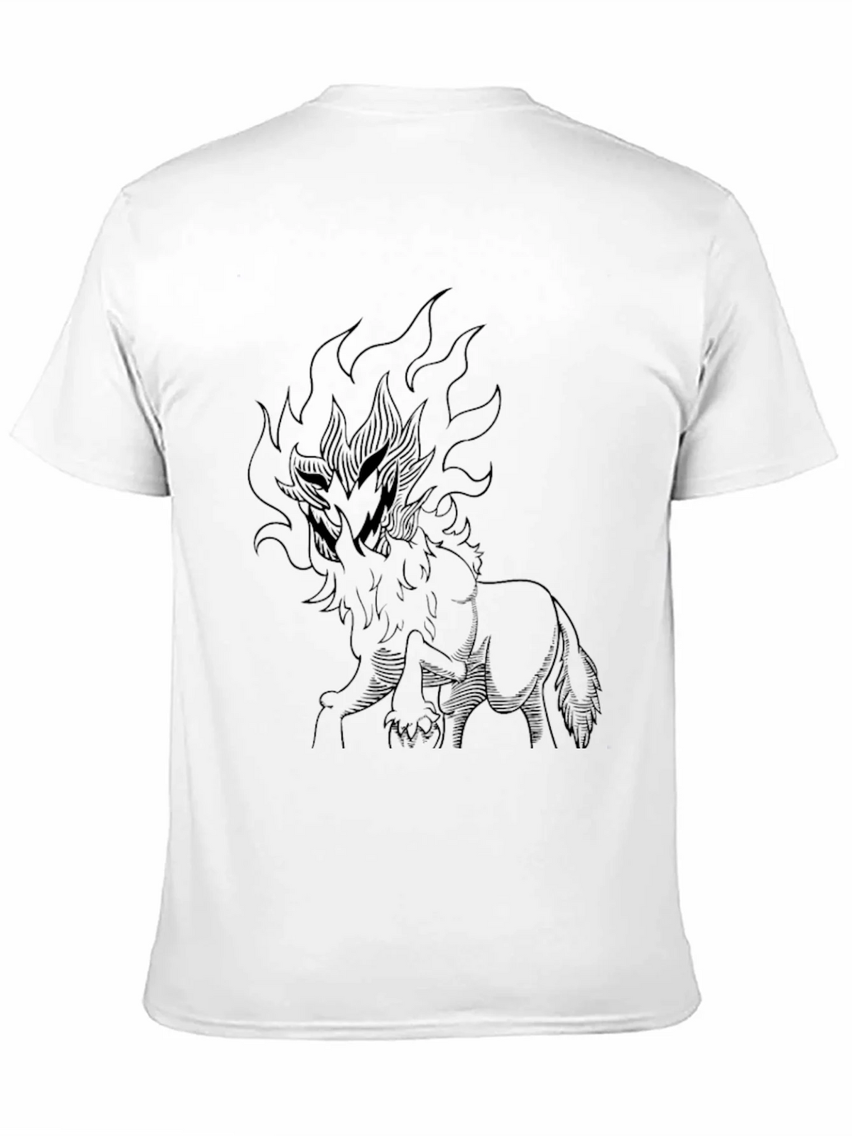 Black T-Shirt with Fiery Wolf Design product image 10
