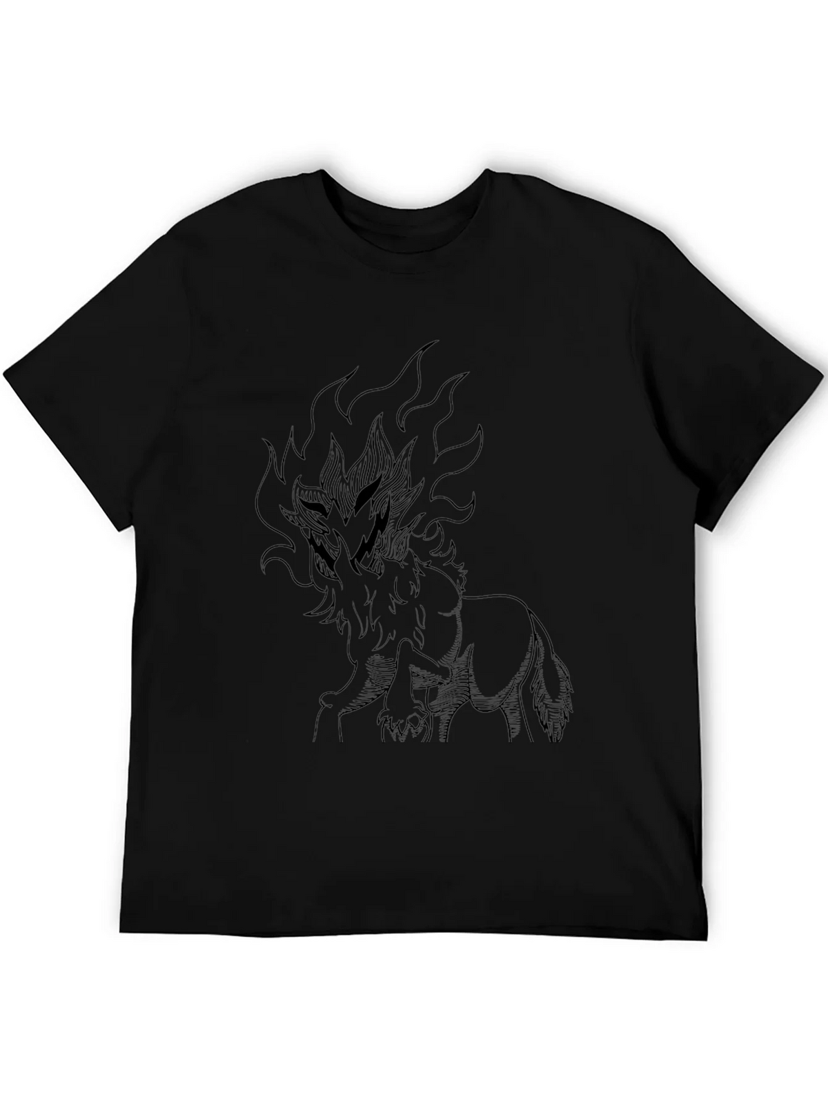 Black T-Shirt with Fiery Wolf Design product image 5