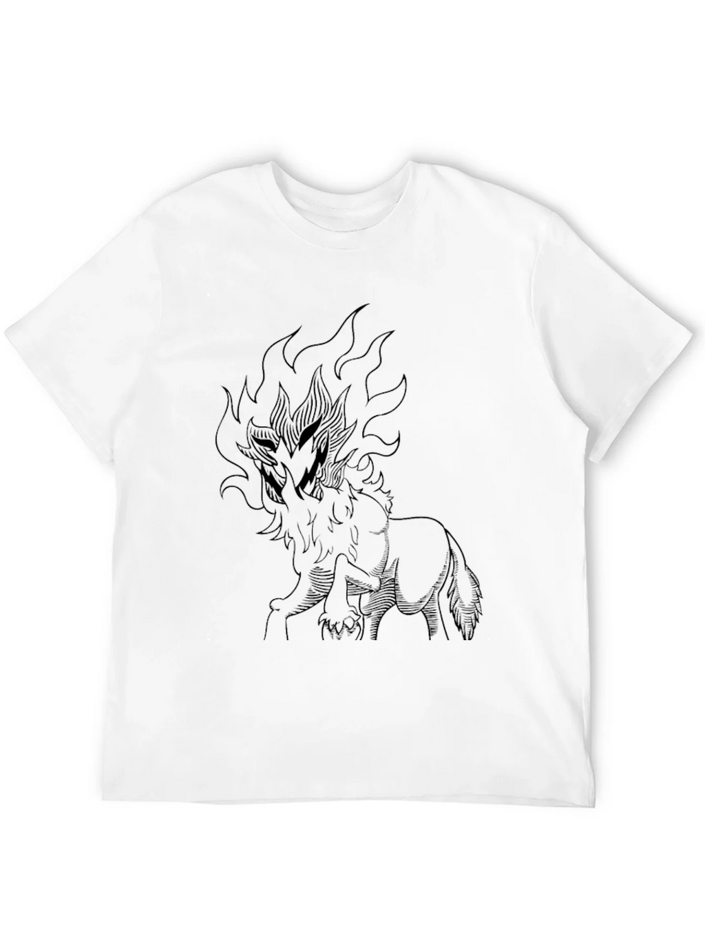 Black T-Shirt with Fiery Wolf Design product image 11