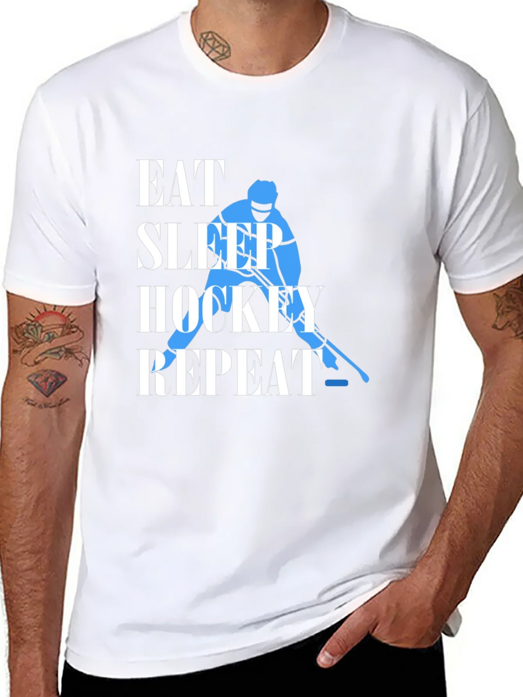 Eat Sleep Hockey Repeat Graphic Tee product image 7